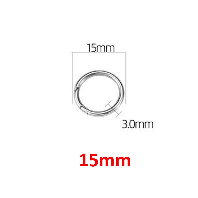 12-35mm Stainless Steel Spring Clasps Keyring Hooks for Keychain Key Holder Openable Round Key Ring Carabiner Jewelry Making DIY