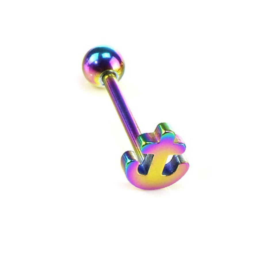 1-4pcs 14G Stainless Steel Tongue Rings Punk Straight Barbells Heart Star Maple Leaf Anchor Cross Tongue Piercing Jewelry Unisex Viralgem Store