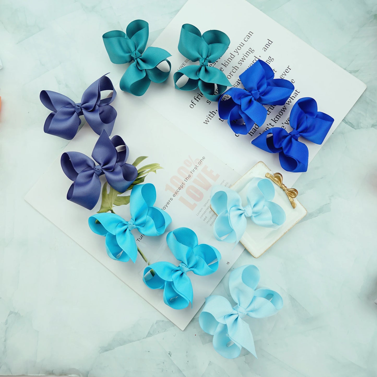 10 Pcs 4'' Cute Solid Grosgrain Ribbon Bowknot Hair Clips For Girls Handmade Hairpins Barrettes Headwear Kids Hair Accessories