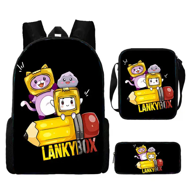 3Pcs Set LankyBox School Backpack with Shoulder Bags Pencil Case ,Cartoon Anime Games School Bags for Girls Boys Kid Best Gift Viralgem Store