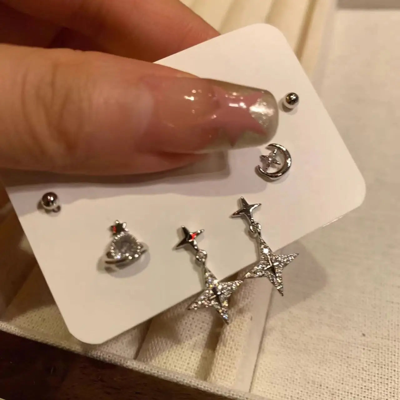 6Pcs/Set New Gold Color Geometric Pendant Hoop Earrings for Women Crystal Star Heart Bow Drop Earring Cartilage Piercing Jewelry