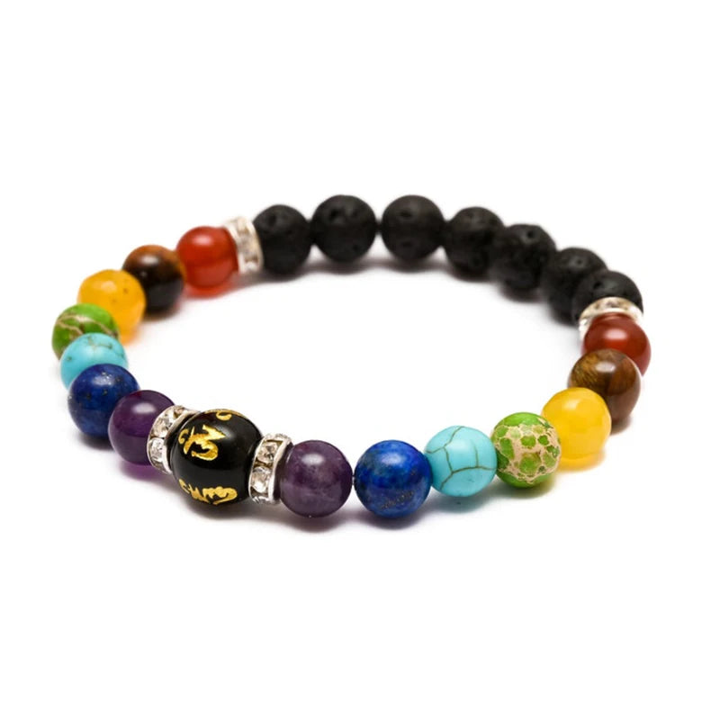 2pcs 7 Chakra Bracelet with Meaning Cardfor Men Women Natural Crystal Healing Anxiety Jewellery Mandala Yoga Bracelet Gift