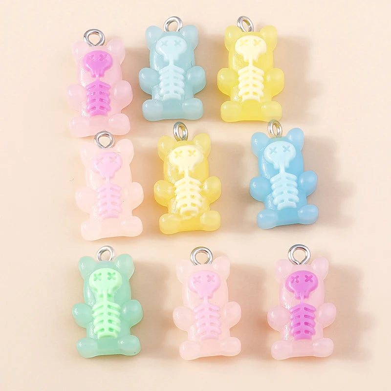 30colors 10pcs 22X11mm Candy Color Gummy Mini Bear Charms for Making Cute Earrings Pendant Necklace DIY Creative Jewelry Finding