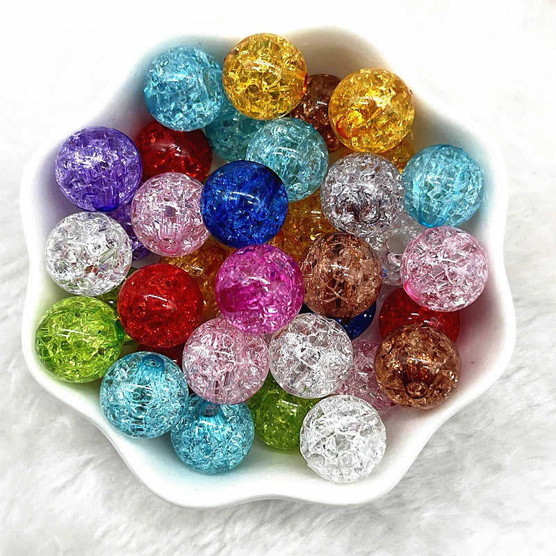 20pcs 12mm Round Acrylic Crackle Beads Loose Spacer Beads for Jewelry Making Diy Handmade Bracelets Accessories Viralgem Store
