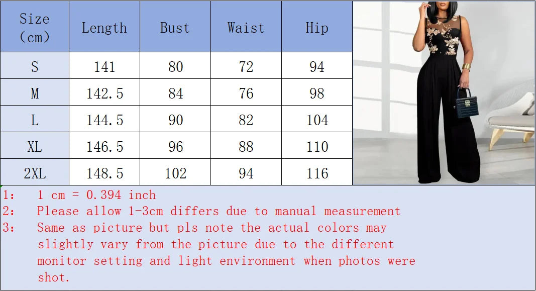 Women's Black Jumpsuit with Sheer Floral Embroidered Top Wide Leg Design Ideal for Evening Galas Cocktail Parties Formal Events Viralgem Store