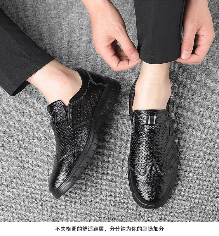 Summer Breathable Sandals for Men, Men's Cowhide Shoes, Hand-woven, Business Formal Leather Sandals, Dad's Shoes