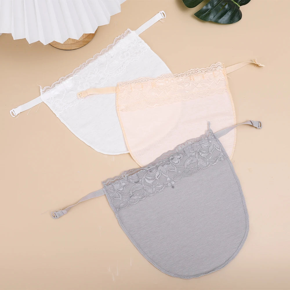 Women's Anti-slip Buckle Underwear Thin Style Traceless One-piece Lace Wipe Invisible Bras Cover Chest V-neck Inside Chest Piece