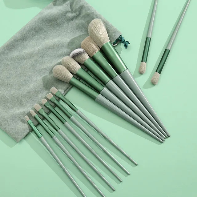 13/8PCS Makeup Brushes Pro Green Brush Set Powder Eyeshadow Blending Eyeliner Eyelash Eyebrow Make Up Beauty Cosmestic Brushes Viralgem Store