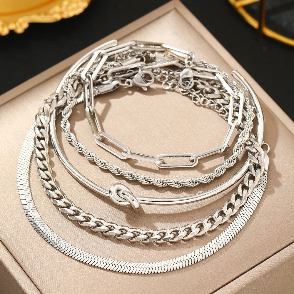 Stainless Steel Bracelet Set Classic Fashion Five Bracelet Set Exquisite Bracelet For Women Jewelry Banquet Gift Recommendation Viralgem Store