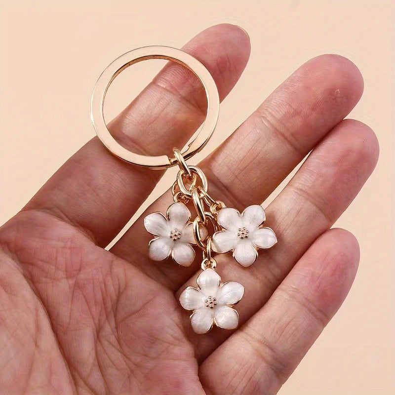 1pc Flower Charm Keychain Customizable Key Ring Bag Accessory Car Pendant Phone Ornament