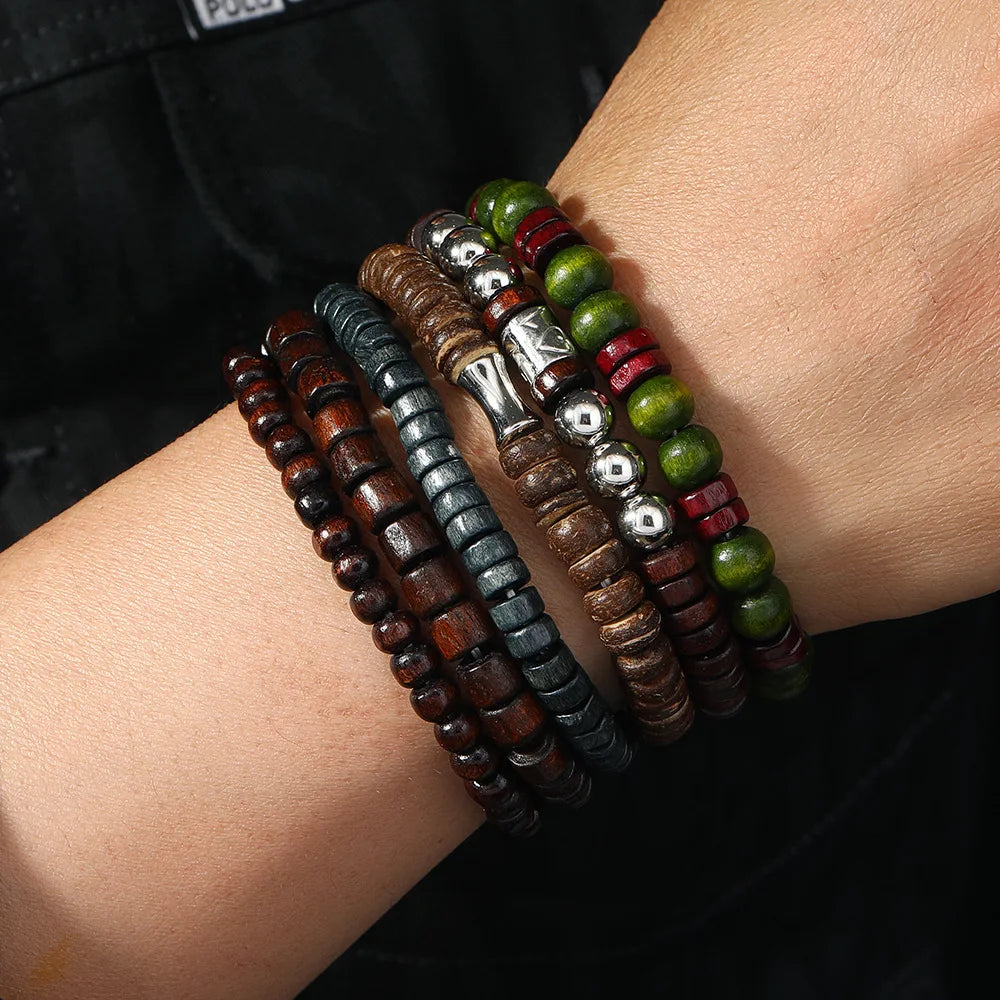 10pcs Vintage Bohemia Men's Bracelets - Fashion Stylish Leaves Wristwear Accessory for Durable Fashion Jewelry Gifts