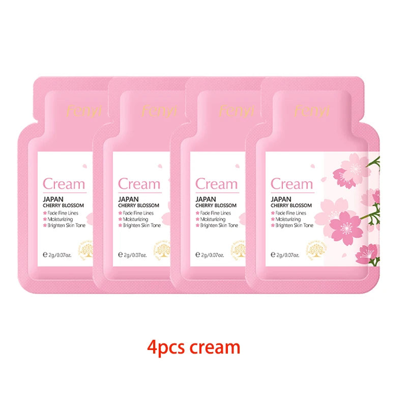 4pcs Skincare Sets Sakura Cleanser Face Cream Toner Eye Cream Deep Cleansing Moisturizer Oil Control Skin Care Kit Travel Outfit