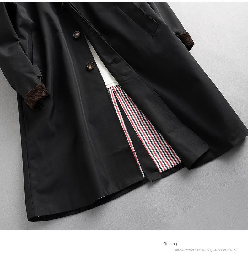 2024 Spring & Fall New Arrival K-style Loose Lapels Men's Mid-Length Trench Coat Japanese-Style Retro Casual Korean Coat Men Viralgem Store