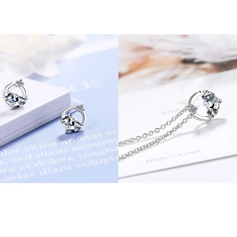 925 Sterling Silver Blue Crystal Elegant Jewelry Sets For Women Wedding Earrings Necklaces Accessories Viralgem Store
