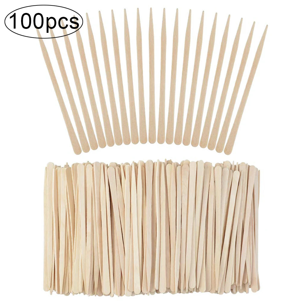 100Pcs Wooden Hair Removal Stick Face Wax Sticks Depilation Spatula Body Eyebrow Applicator Smooth Tongue Depressor Beauty Tools