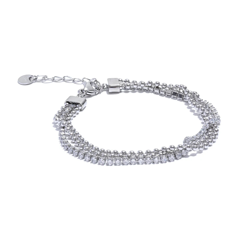 Yhpup Trendy Stainless Steel Cubic Zirconia Chain Layered Bracelet Bangle for Women High Quality Fashion Jewelry Bijoux Gift Viralgem Store