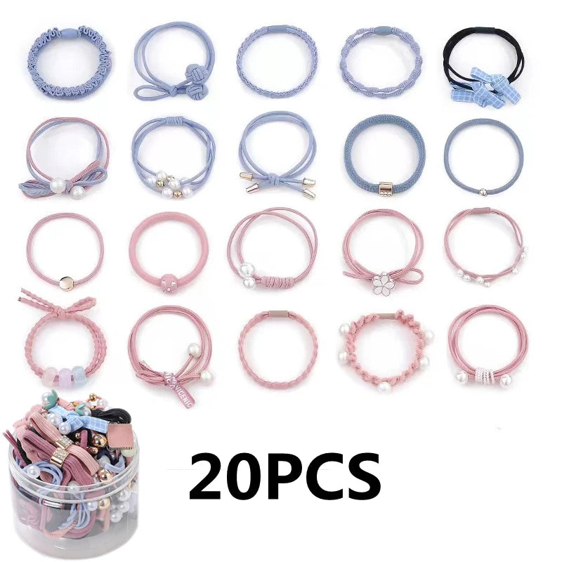 50/12PCS Women Elastic Hair Ties Pearls Fashion Girls Scrunchies Ponytail Holder Rubber band Hair Rope Hair Accessories Viralgem Store