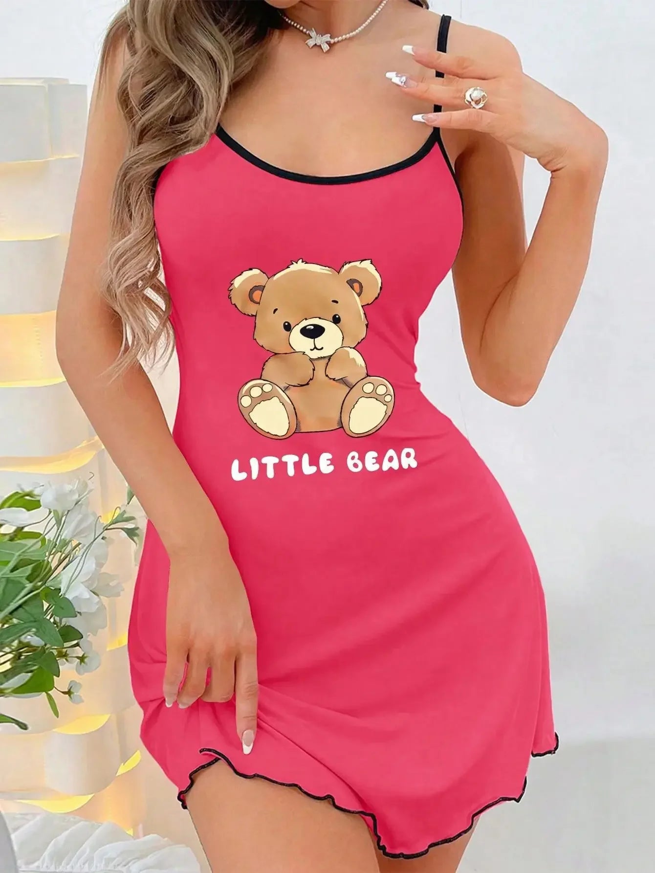 Summer Suspenders Mini Dress Women Sleepwear Comfortable Home Leisure Sexy Nightgowns Littler Bear Printed Nightdress Viralgem Store