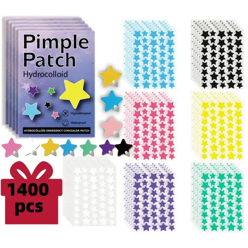 1400PCS New High-end Pimple Patch Acne Patches Set Colorful Star Shaped Acne Treatment Stickers Acne Dots Cover For Skin Care Viralgem Store