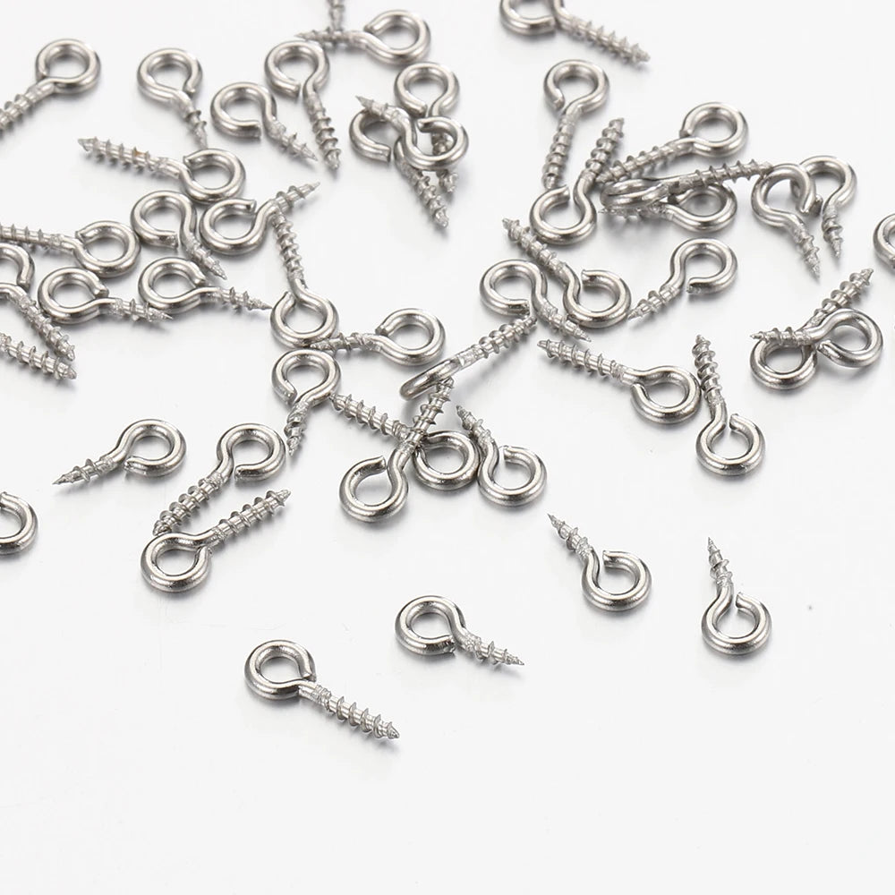 50pcs/100pcs Stainless Steel Small Tiny Eye Pins Eyepins Eyelets Screw Gold Color Clasps Hooks for DIY Jewelry Making Findings