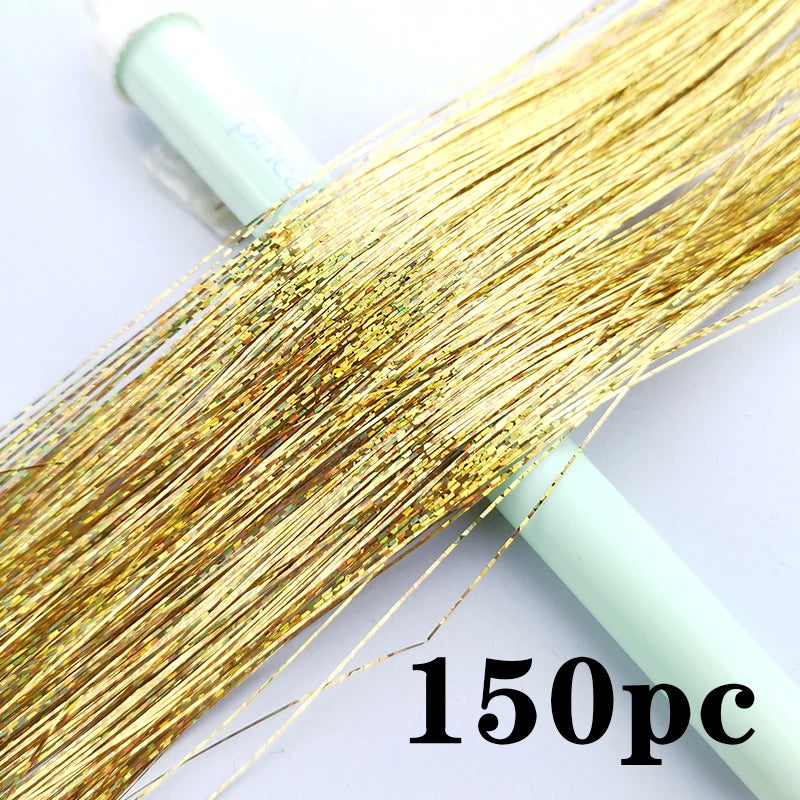 Synthetic Extensions Hair Dazzling Female Hippies With Tinsel Rainbow Silk For Braided Headwear Length 120 Cm 150 Strands/Pack Viralgem Store