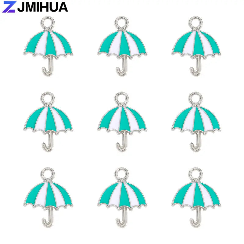 20pcs/lot Metal Enamel Cute Umbrella Charms For Jewelry Making Earrings Pendant Necklaces Bracelets DIY Handmade Accessories