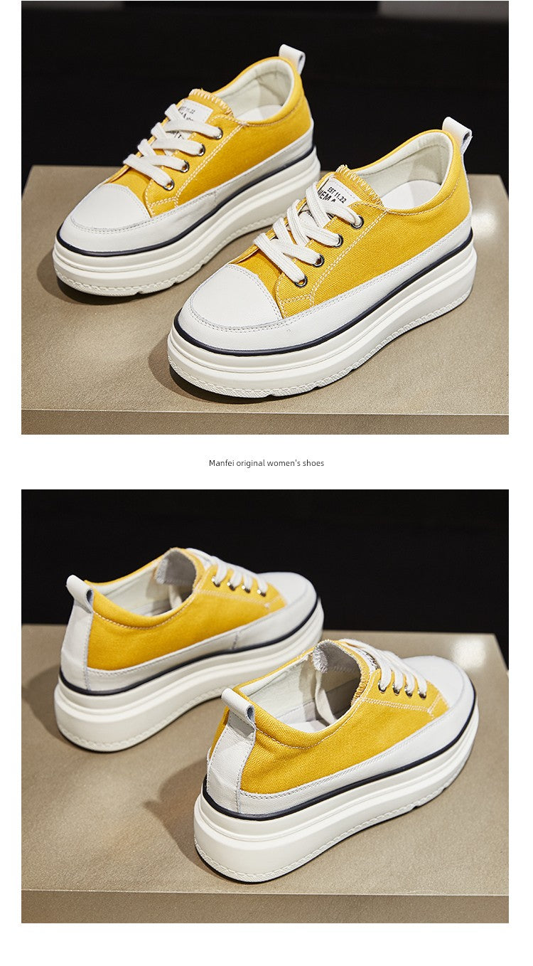 White Shoes Thick Sole Elevator Wild Best Selling Canvas Shoes