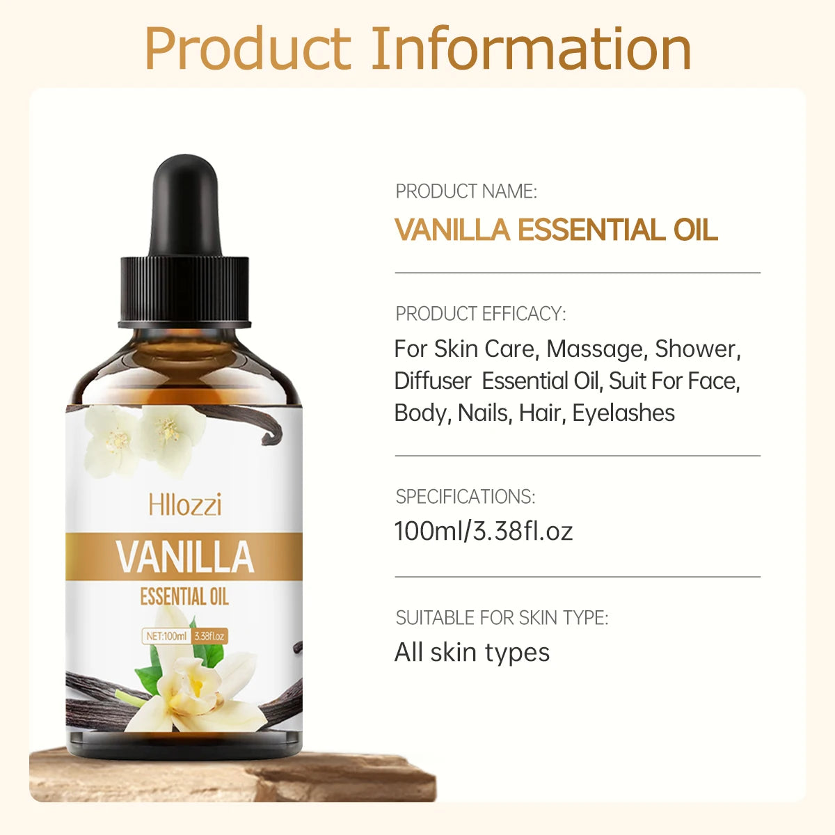 Vanilla essential oil for face, SPU, aromatherapy diffuser, DIY soap, suitable for all skin types, long-lasting fragrance Viralgem Store