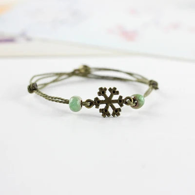 Traditional Boondoggle Hand Woven Colored Glaze Ceramic Bracelets Beads Folk Style Women's Fashion Jewelry Dropshipping #1506