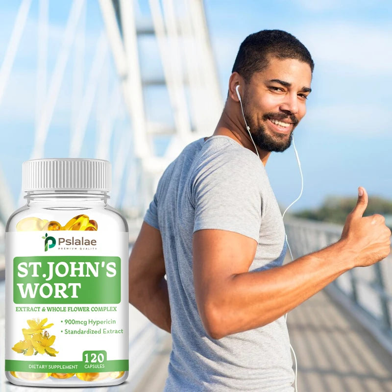 St. John's Wort Supplement - Promotes Mental Health, Relieves Stress and Anxiety, Positive Mood - 120 Capsules