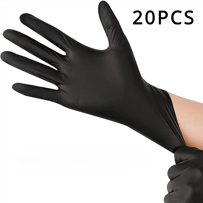 100/50/20PCS Black Nitrile Gloves Thickened Disposable Gloves for Cleaning Hairdressing Waterproof Dishwashing Tattoo Gloves