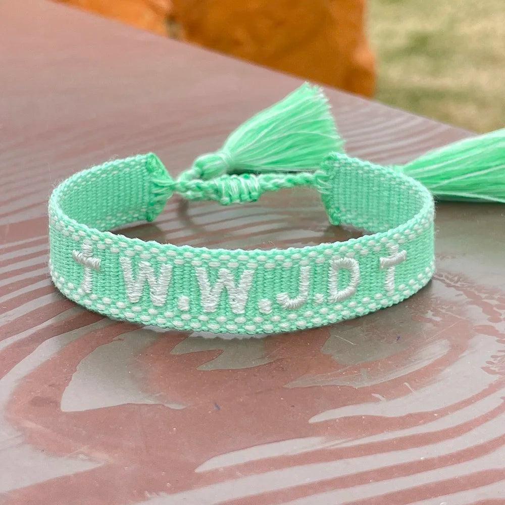 W.W.J.D. | WWJD Woven Bracelets San Benito Medal Bracelet Adjustable Stacking Jewelry