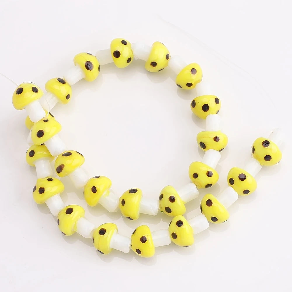 10Pcs 10x13mm 12x16mm 15x20mm Mushroom Shape Lampwork Glass Loose Beads for DIY Crafts Jewelry Making Earing Necklace Accessory