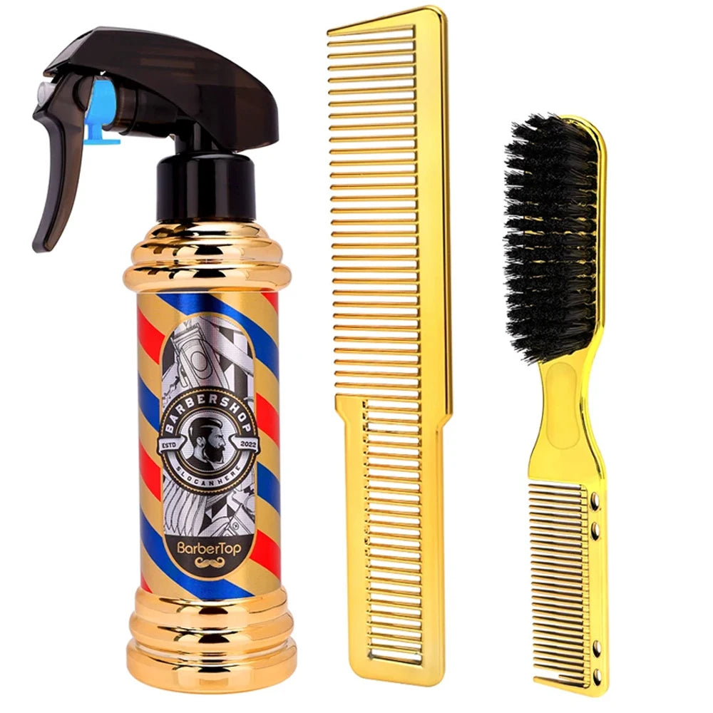 3PCS Hairdressing Styling Tools Set Barber High Pressure Spray Bottle Beard Cleaning Brush Haircut Comb Barbershop Styling Tools Viralgem Store