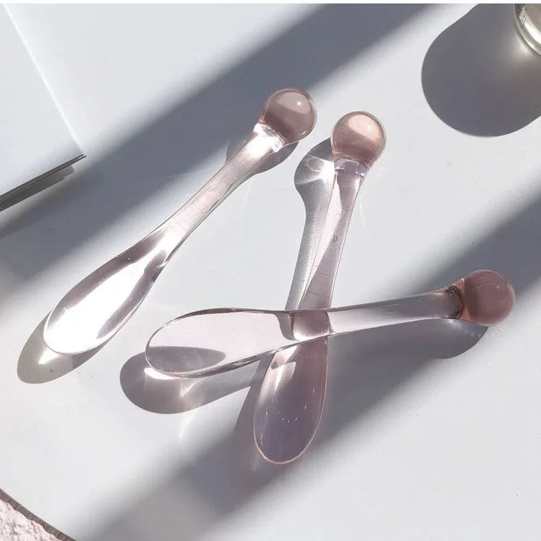 3pcs Acrylic Cosmetic Spatulas Scoop with Bottle,Face Cream Mask Mud Mixing Spoon,Beauty Tools Absorb Roller Facial Applicator