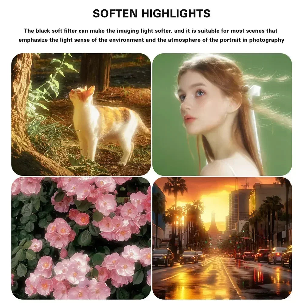 1/4 Black Soft Camera Lens Filters Shoot Beautiful Portrait Filters Filters for 49mm-82mm Canon Nikon Sony Camera Lenses