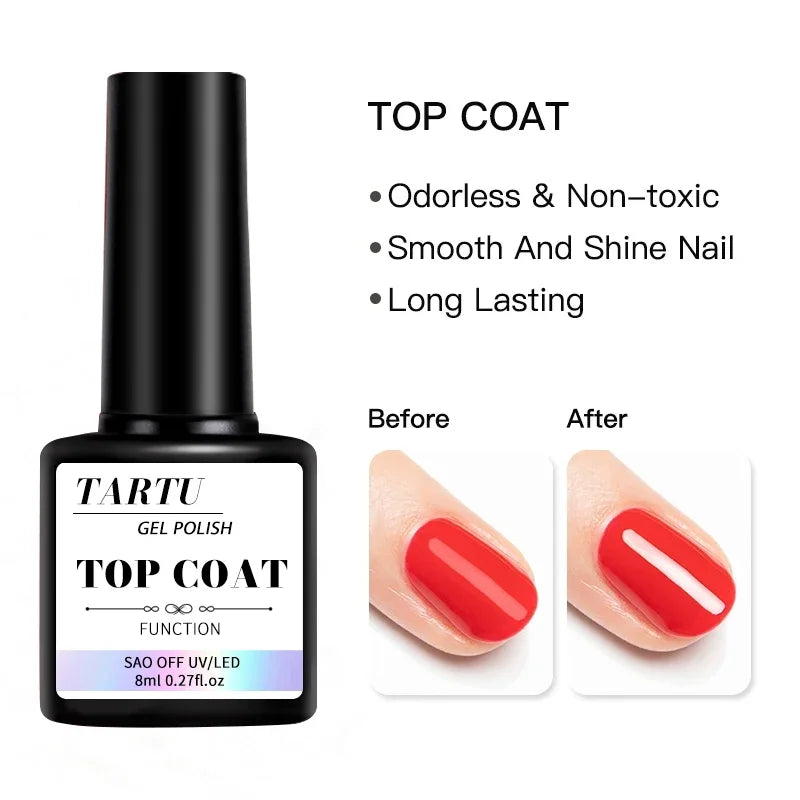 1pc/2pcs/3pcs 8Ml Functional Gel Nail Art Set with Base Coat and Diamond Top Coat,Matte Top ,Soak Off for Nail Art Design Tool