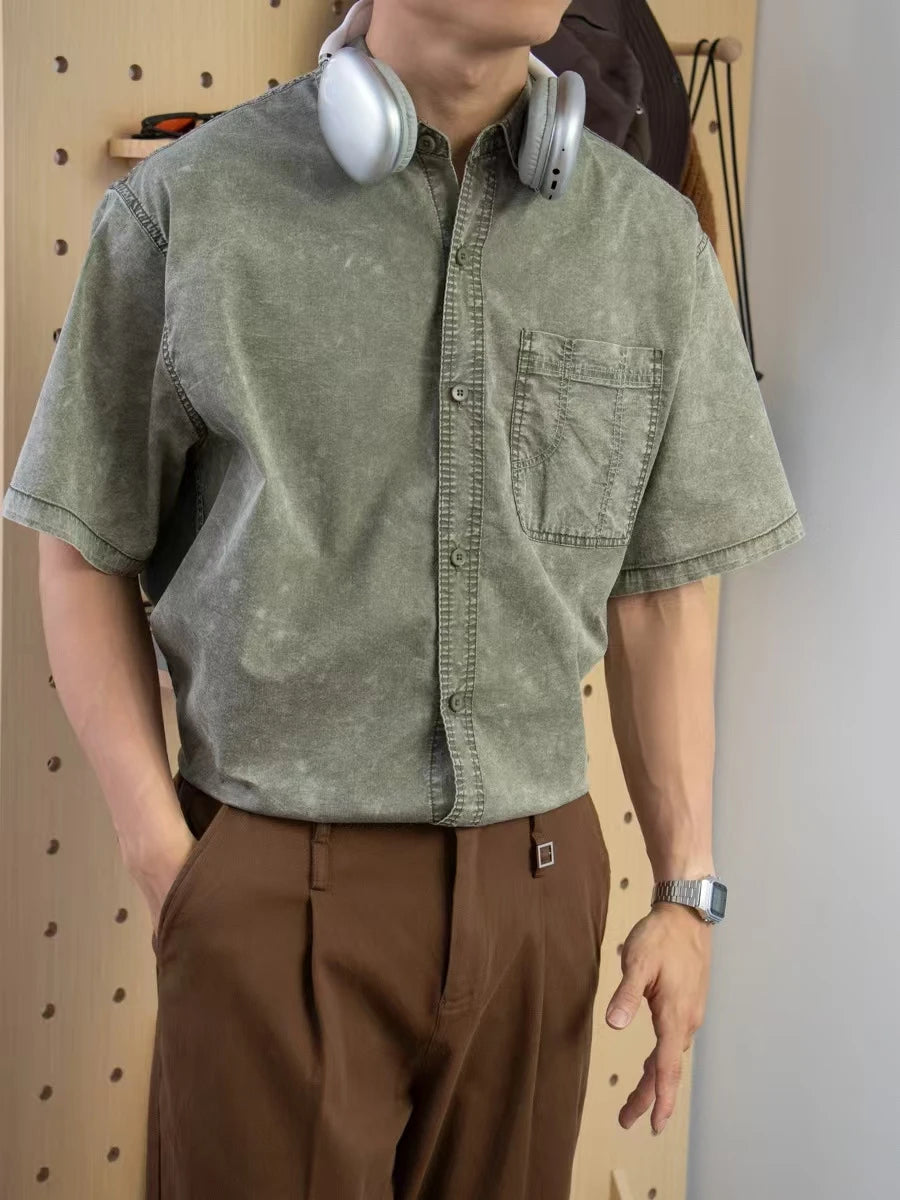 Vintage Snowflake Casual Shirt Customizable Logo Print High-End Series Men's Fashion Classic Style Clothing Viralgem Store