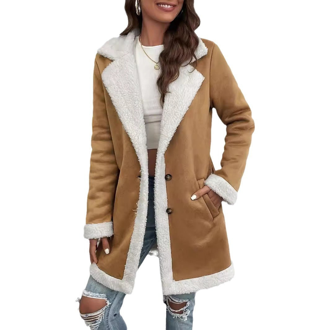 Women's Long-sleeved Lapel Deerskin Velvet Thick Woolen Coat Viralgem Store