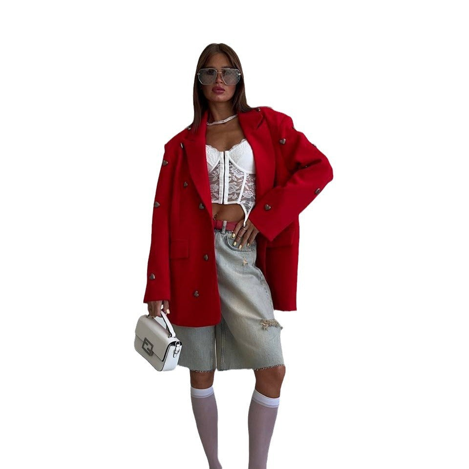 Straight Loose Heart Rhinestone Suit For Women Viralgem Store