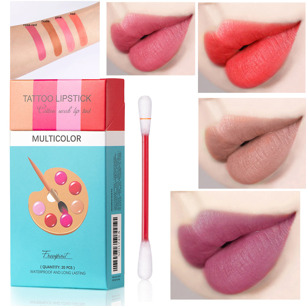 20 Pcs Set Cotton Swab Lipsticks For Outdoor Portable Lipsticks Cosmetics Waterproof Case Lasting Long Cigarette Liquid Lipstick Viralgem Store