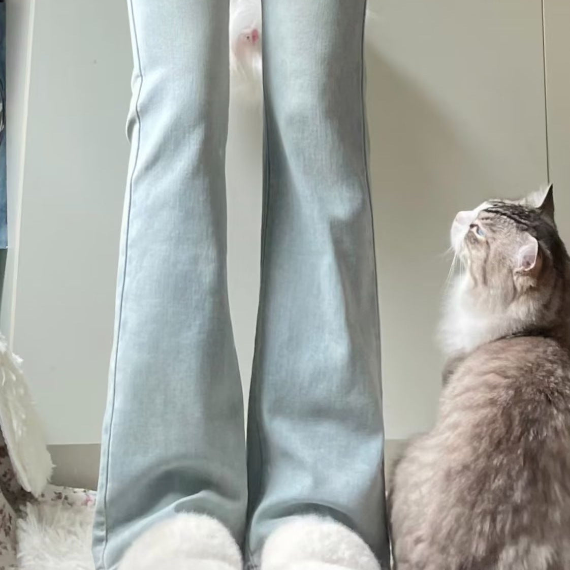 Women's Light-colored High Waist Bootcut Jeans Viralgem Store