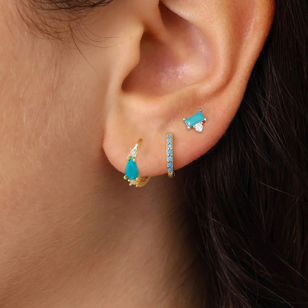 Trendy Water Drop Earrings Fashion Geometry Pattern Rectangular Inlaid Viralgem Store