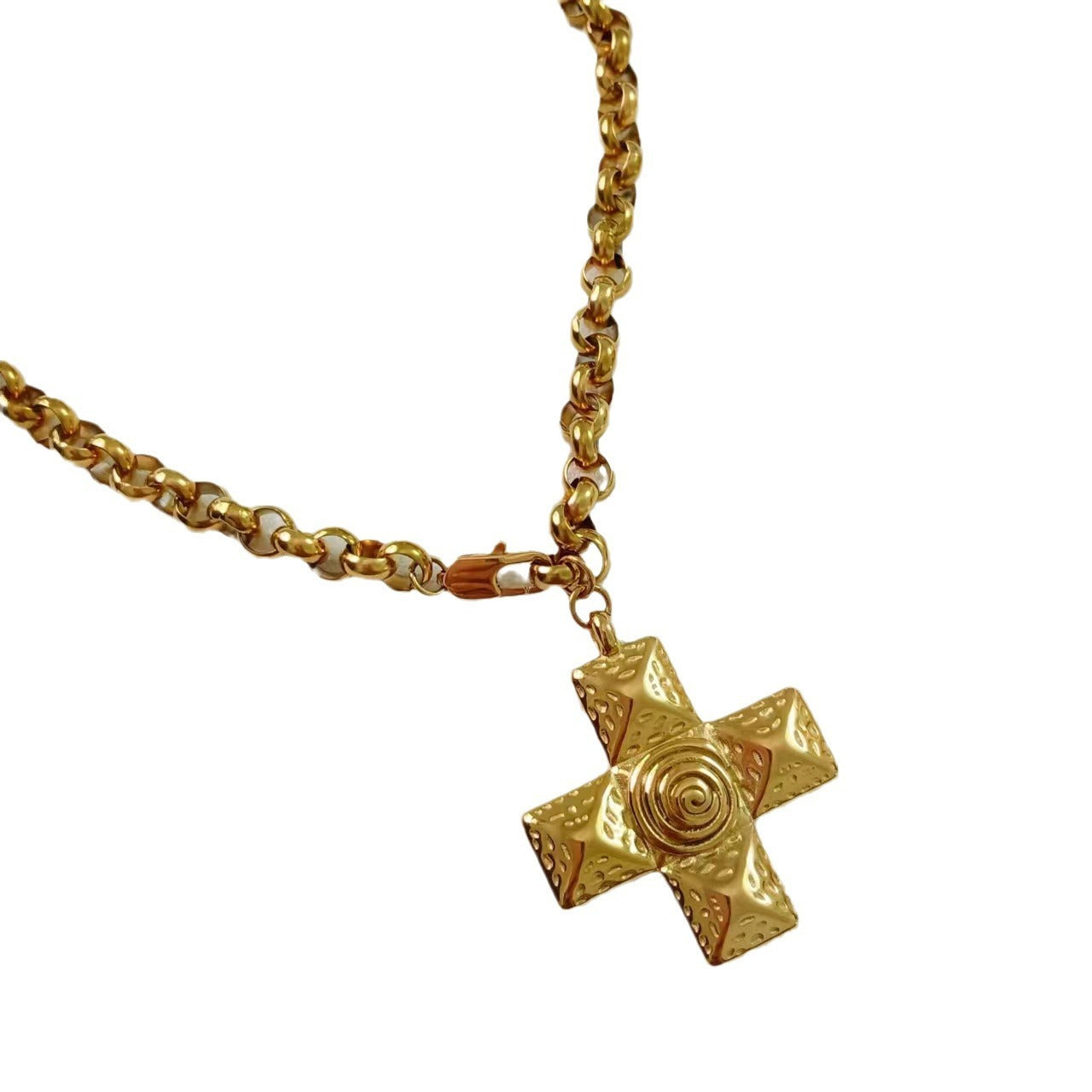 Titanium Steel Clavicle Chain 18K Gold Plated Cross Viralgem Store