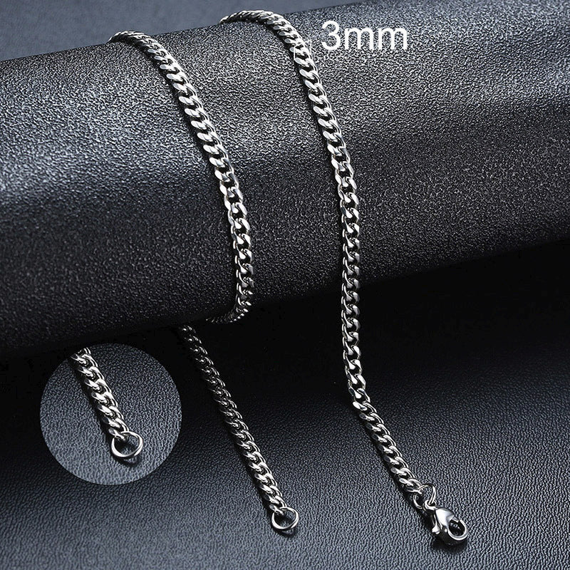 Stainless Steel Necklace Six-sided Grinding Cuban Link Chain Personality Simple Sweater Chain Viralgem Store
