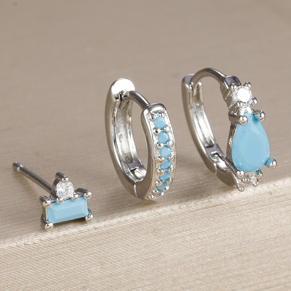 Trendy Water Drop Earrings Fashion Geometry Pattern Rectangular Inlaid Viralgem Store