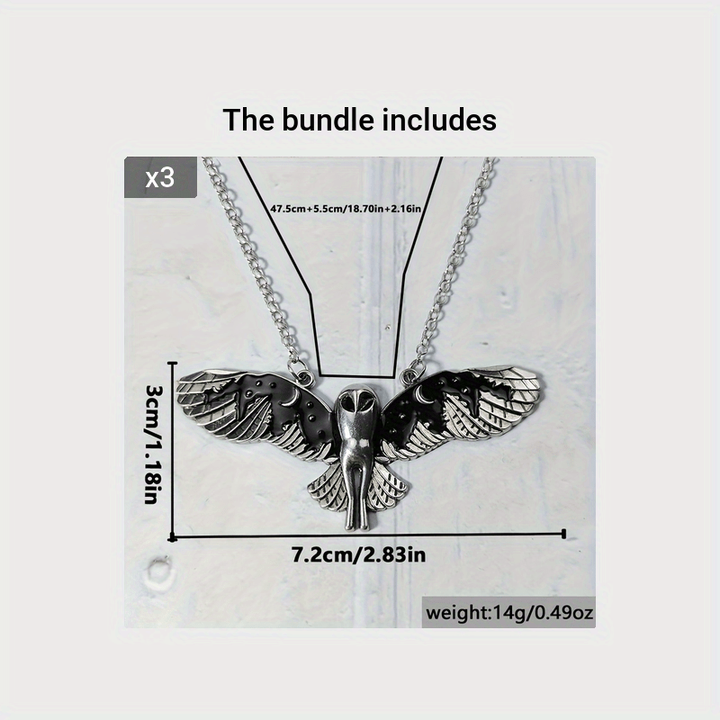 Women's Vintage Animal Totem Necklace - Silvery Owl Pendant with Moon Phase Art, Zinc Alloy Jewelry | Unique Witch Design | Perfect Gift for Ladies Freshlook Styles