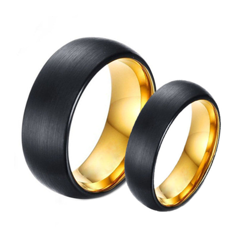 Tungsten Steel Sand Surface Black Gold Two-color Ring Tungsten Gold Ornament Viralgem Store