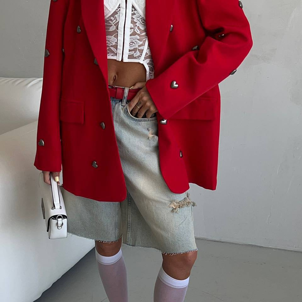 Straight Loose Heart Rhinestone Suit For Women Viralgem Store