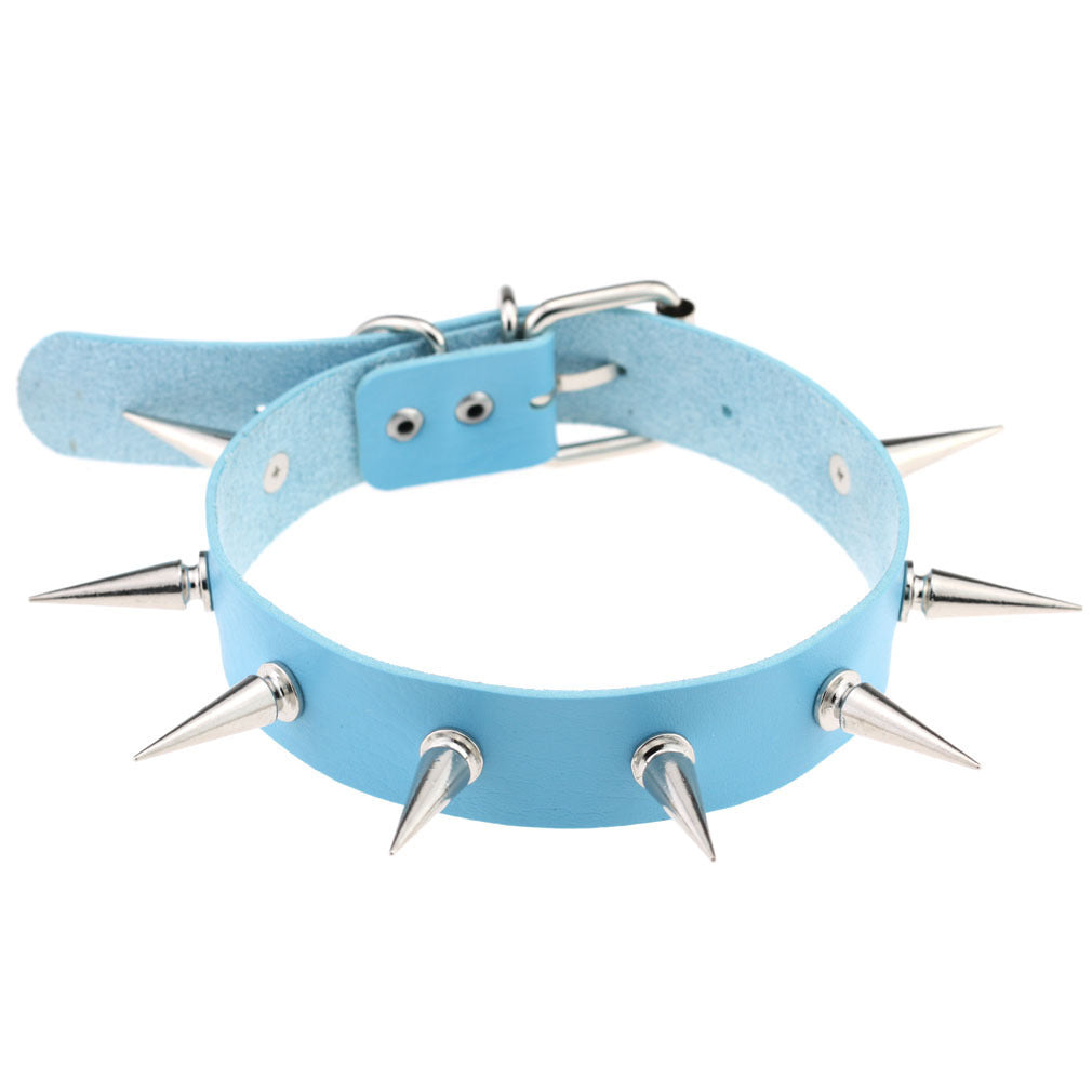 SPIKES CHOKER NECKLACE LEATHER Viralgem Store